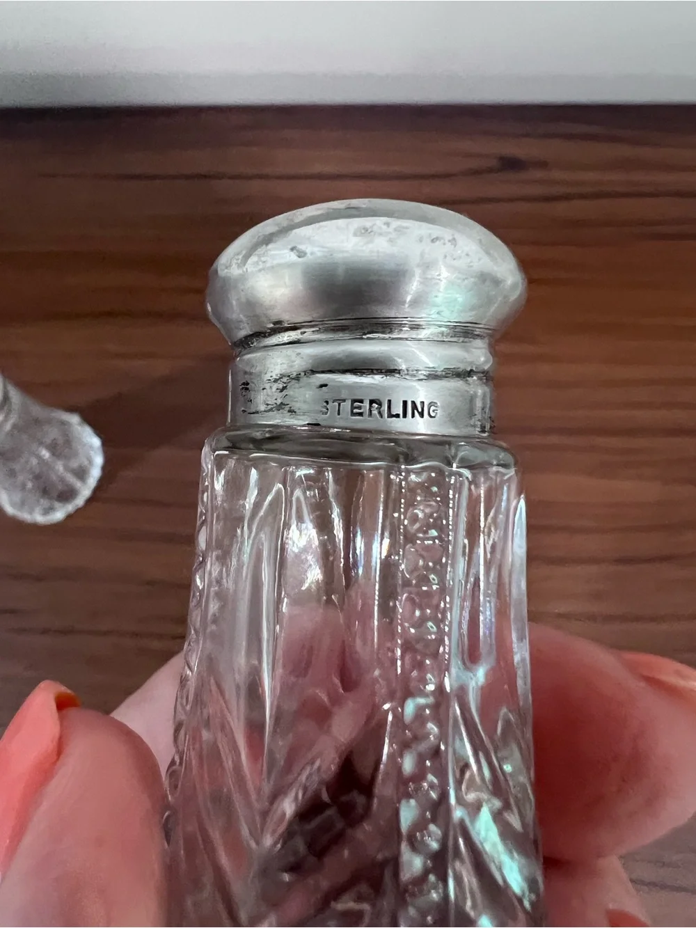 Vintage Sterling Silver & Cut Glass Salt & Pepper Shakers Set – Art Deco Style